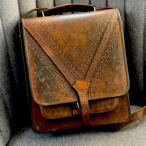 Vintage Leather Tooled Purse